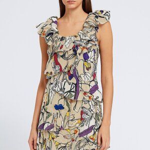 Liu Jo Milan Floral Ruffle Off-Shoulder Dress Fully Lined EUC